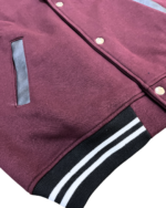 Men’s Maroon Varsity Jacket – Classic College Style with Leather Sleeves