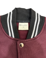 Men’s Maroon Varsity Jacket – Classic College Style with Leather Sleeves