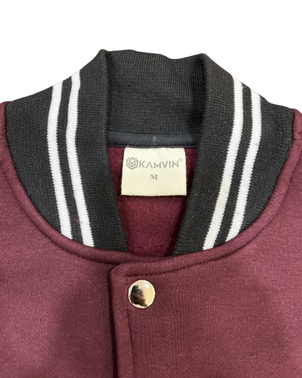 Men’s Maroon Varsity Jacket – Classic College Style with Leather Sleeves