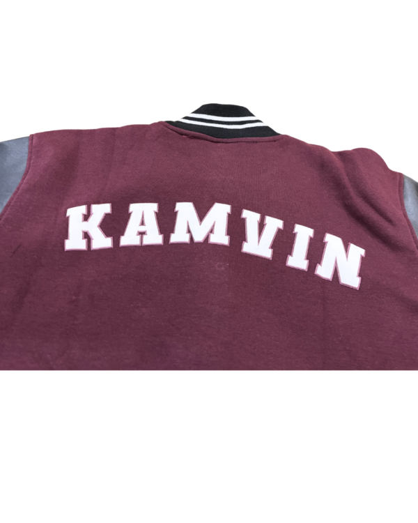 Men’s Maroon Varsity Jacket – Classic College Style with Leather Sleeves