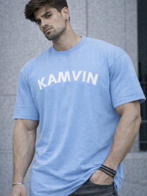 Men’s Oversized Puff Print Graphic T-Shirt – Bold Urban Streetwear - Blue, L